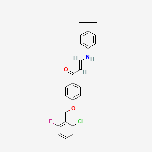 molecular formula C26H25ClFNO2 B2964061 (E)-3-(4-tert-butylanilino)-1-[4-[(2-chloro-6-fluorophenyl)methoxy]phenyl]prop-2-en-1-one CAS No. 477888-60-1