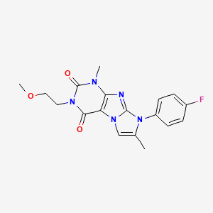 molecular formula C18H18FN5O3 B2964063 8-(4-fluorophenyl)-3-(2-methoxyethyl)-1,7-dimethyl-1H-imidazo[2,1-f]purine-2,4(3H,8H)-dione CAS No. 899402-38-1