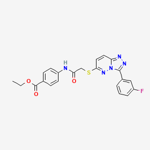 molecular formula C22H18FN5O3S B2964073 4-(2-((3-(3-氟苯基)-[1,2,4]三唑并[4,3-b]哒嗪-6-基)硫代)乙酰氨基)苯甲酸乙酯 CAS No. 852374-85-7