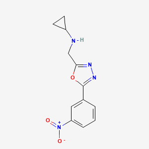 molecular formula C12H12N4O3 B2964078 N-{[5-(3-nitrophenyl)-1,3,4-oxadiazol-2-yl]methyl}cyclopropanamine CAS No. 790263-66-0