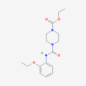 molecular formula C16H23N3O4 B2964083 Ethyl 4-(N-(2-ethoxyphenyl)carbamoyl)piperazinecarboxylate CAS No. 925626-23-9