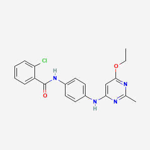 molecular formula C20H19ClN4O2 B2964084 2-氯-N-(4-((6-乙氧基-2-甲基嘧啶-4-基)氨基)苯基)苯甲酰胺 CAS No. 1021119-55-0