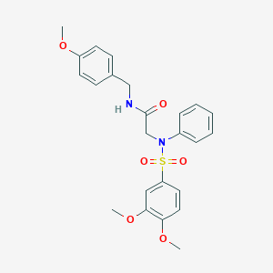 molecular formula C24H26N2O6S B296409 2-{[(3,4-dimethoxyphenyl)sulfonyl]anilino}-N-(4-methoxybenzyl)acetamide 