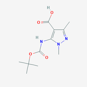 molecular formula C11H17N3O4 B2964090 1,3-Dimethyl-5-[(2-methylpropan-2-yl)oxycarbonylamino]pyrazole-4-carboxylic acid CAS No. 2248297-44-9