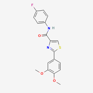 molecular formula C18H15FN2O3S B2964094 2-(3,4-dimethoxyphenyl)-N-(4-fluorophenyl)-1,3-thiazole-4-carboxamide CAS No. 400080-54-8