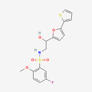 molecular formula C17H16FNO5S2 B2964099 5-Fluoro-N-[2-hydroxy-2-(5-thiophen-2-ylfuran-2-yl)ethyl]-2-methoxybenzenesulfonamide CAS No. 2319852-88-3
