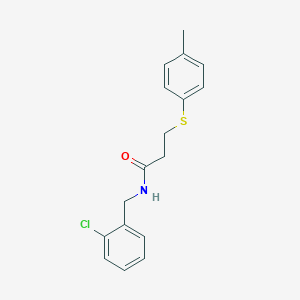 molecular formula C17H18ClNOS B296410 N-(2-chlorobenzyl)-3-[(4-methylphenyl)sulfanyl]propanamide 