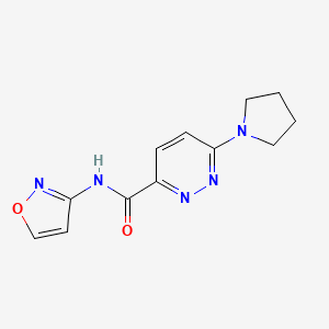 molecular formula C12H13N5O2 B2964102 N-(isoxazol-3-yl)-6-(pyrrolidin-1-yl)pyridazine-3-carboxamide CAS No. 1396791-10-8