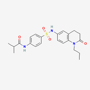 molecular formula C22H27N3O4S B2964103 N-(4-(N-(2-oxo-1-propyl-1,2,3,4-tetrahydroquinolin-6-yl)sulfamoyl)phenyl)isobutyramide CAS No. 941906-32-7