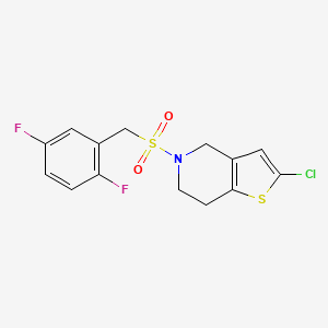 molecular formula C14H12ClF2NO2S2 B2964118 2-Chloro-5-((2,5-difluorobenzyl)sulfonyl)-4,5,6,7-tetrahydrothieno[3,2-c]pyridine CAS No. 2034458-86-9