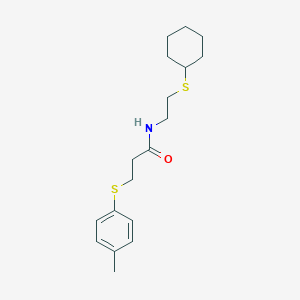 molecular formula C18H27NOS2 B296412 N-[2-(cyclohexylsulfanyl)ethyl]-3-[(4-methylphenyl)sulfanyl]propanamide 