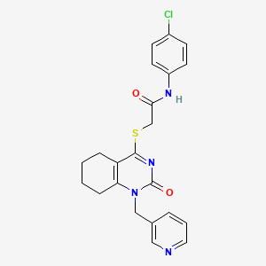 molecular formula C22H21ClN4O2S B2964123 N-(4-氯苯基)-2-((2-氧代-1-(吡啶-3-基甲基)-1,2,5,6,7,8-六氢喹唑啉-4-基)硫代)乙酰胺 CAS No. 899955-22-7