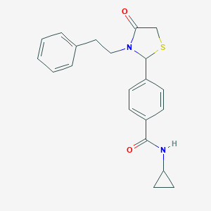 molecular formula C21H22N2O2S B296413 N-cyclopropyl-4-[4-oxo-3-(2-phenylethyl)-1,3-thiazolidin-2-yl]benzamide 