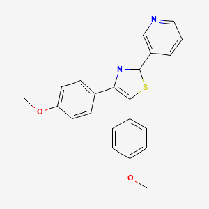 molecular formula C22H18N2O2S B2964135 4-[4-(4-Methoxyphenyl)-2-(3-pyridinyl)-1,3-thiazol-5-yl]phenyl methyl ether CAS No. 134789-92-7