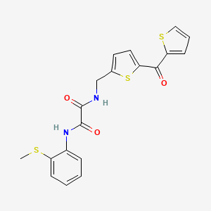 molecular formula C19H16N2O3S3 B2964139 N1-(2-(methylthio)phenyl)-N2-((5-(thiophene-2-carbonyl)thiophen-2-yl)methyl)oxalamide CAS No. 1797859-78-9