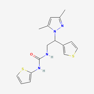 molecular formula C16H18N4OS2 B2964156 1-(2-(3,5-dimethyl-1H-pyrazol-1-yl)-2-(thiophen-3-yl)ethyl)-3-(thiophen-2-yl)urea CAS No. 2034492-78-7
