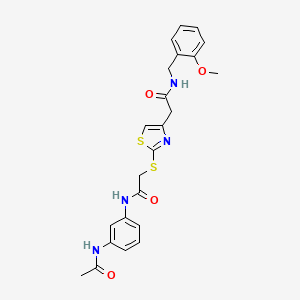 molecular formula C23H24N4O4S2 B2964161 N-(3-乙酰氨基苯基)-2-((4-(2-((2-甲氧基苄基)氨基)-2-氧代乙基)噻唑-2-基)硫代)乙酰胺 CAS No. 954039-74-8