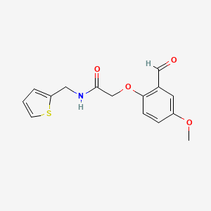 molecular formula C15H15NO4S B2964167 2-(2-formyl-4-methoxyphenoxy)-N-(thiophen-2-ylmethyl)acetamide CAS No. 790707-61-8