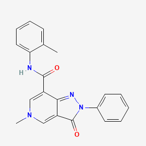 molecular formula C21H18N4O2 B2964175 5-methyl-3-oxo-2-phenyl-N-(o-tolyl)-3,5-dihydro-2H-pyrazolo[4,3-c]pyridine-7-carboxamide CAS No. 923173-83-5
