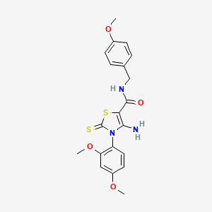 4-amino-3-(2,4-dimethoxyphenyl)-N-(4-methoxybenzyl)-2-thioxo-2,3-dihydrothiazole-5-carboxamide