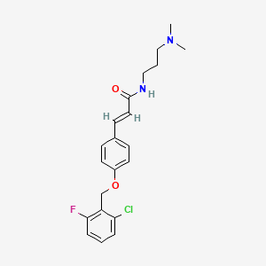 molecular formula C21H24ClFN2O2 B2964194 (E)-3-{4-[(2-chloro-6-fluorobenzyl)oxy]phenyl}-N-[3-(dimethylamino)propyl]-2-propenamide CAS No. 477870-59-0