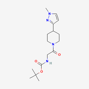 molecular formula C16H26N4O3 B2964196 叔丁基(2-(4-(1-甲基-1H-吡唑-3-基)哌啶-1-基)-2-氧代乙基)氨基甲酸酯 CAS No. 2034202-24-7