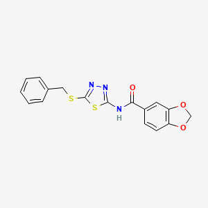 molecular formula C17H13N3O3S2 B2964206 N-(5-(苄基硫代)-1,3,4-噻二唑-2-基)苯并[d][1,3]二噁杂环-5-甲酰胺 CAS No. 477215-62-6