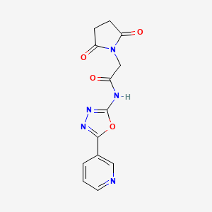 molecular formula C13H11N5O4 B2964209 2-(2,5-dioxopyrrolidin-1-yl)-N-(5-pyridin-3-yl-1,3,4-oxadiazol-2-yl)acetamide CAS No. 887865-91-0