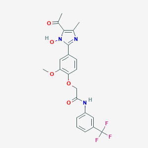 molecular formula C22H20F3N3O5 B296421 2-[4-(5-acetyl-1-hydroxy-4-methyl-1H-imidazol-2-yl)-2-methoxyphenoxy]-N-[3-(trifluoromethyl)phenyl]acetamide 