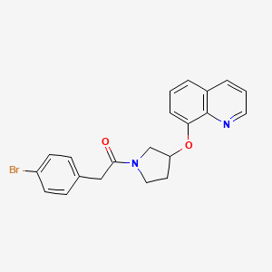 molecular formula C21H19BrN2O2 B2964212 2-(4-Bromophenyl)-1-(3-(quinolin-8-yloxy)pyrrolidin-1-yl)ethanone CAS No. 1903403-72-4