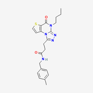 molecular formula C22H25N5O2S B2964214 3-(4-butyl-5-oxo-4,5-dihydrothieno[2,3-e][1,2,4]triazolo[4,3-a]pyrimidin-1-yl)-N-(4-methylbenzyl)propanamide CAS No. 1189447-43-5