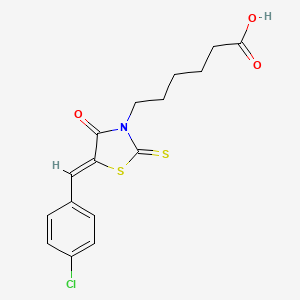 molecular formula C16H16ClNO3S2 B2964217 6-[(5Z)-5-(4-Chlorobenzylidene)-4-oxo-2-thioxo-1,3-thiazolidin-3-yl]hexanoic acid CAS No. 15164-08-6