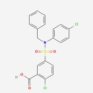 molecular formula C20H15Cl2NO4S B2964220 5-[Benzyl(4-chlorophenyl)sulfamoyl]-2-chlorobenzoic acid CAS No. 735322-07-3