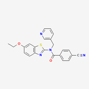 molecular formula C23H18N4O2S B2964221 4-cyano-N-(6-ethoxybenzo[d]thiazol-2-yl)-N-(pyridin-3-ylmethyl)benzamide CAS No. 895014-75-2