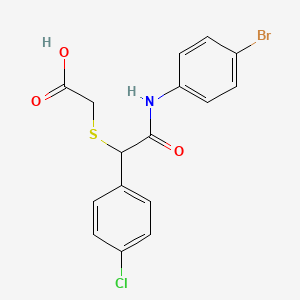 molecular formula C16H13BrClNO3S B2964223 2-{[2-(4-Bromoanilino)-1-(4-chlorophenyl)-2-oxoethyl]sulfanyl}acetic acid CAS No. 252027-06-8