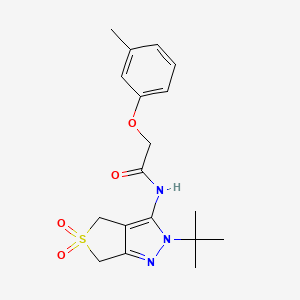 molecular formula C18H23N3O4S B2964233 N-(2-tert-butyl-5,5-dioxo-4,6-dihydrothieno[3,4-c]pyrazol-3-yl)-2-(3-methylphenoxy)acetamide CAS No. 893924-26-0