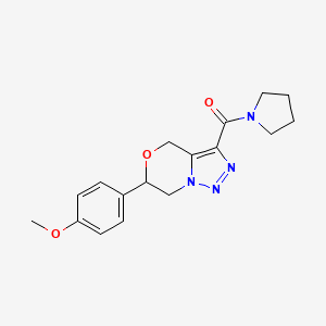 molecular formula C17H20N4O3 B2964235 6-(4-methoxyphenyl)-3-(pyrrolidin-1-ylcarbonyl)-6,7-dihydro-4H-[1,2,3]triazolo[5,1-c][1,4]oxazine CAS No. 2108348-83-8
