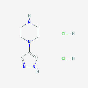 molecular formula C7H14Cl2N4 B2964236 1-(1H-Pyrazol-4-yl)piperazine dihydrochloride CAS No. 2241142-35-6