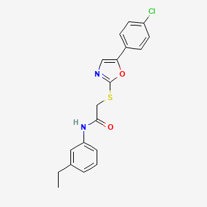 molecular formula C19H17ClN2O2S B2964246 2-((5-(4-chlorophenyl)oxazol-2-yl)thio)-N-(3-ethylphenyl)acetamide CAS No. 1021264-52-7