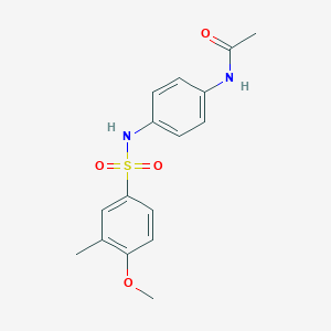 molecular formula C16H18N2O4S B296425 N-(4-{[(4-methoxy-3-methylphenyl)sulfonyl]amino}phenyl)acetamide 
