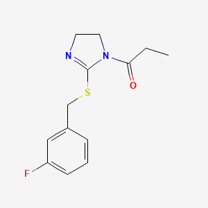 1-[2-[(3-Fluorophenyl)methylsulfanyl]-4,5-dihydroimidazol-1-yl]propan-1-one