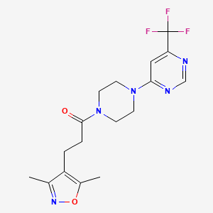 3-(3,5-Dimethylisoxazol-4-yl)-1-(4-(6-(trifluoromethyl)pyrimidin-4-yl)piperazin-1-yl)propan-1-one