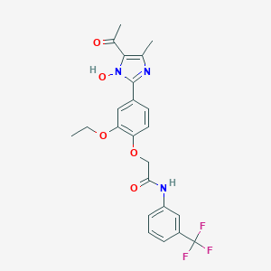 molecular formula C23H22F3N3O5 B296428 2-[4-(5-acetyl-1-hydroxy-4-methyl-1H-imidazol-2-yl)-2-ethoxyphenoxy]-N-[3-(trifluoromethyl)phenyl]acetamide 