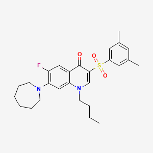 molecular formula C27H33FN2O3S B2964301 7-氮杂环-1-基-1-丁基-3-[(3,5-二甲苯基)磺酰基]-6-氟喹啉-4(1H)-酮 CAS No. 931739-83-2
