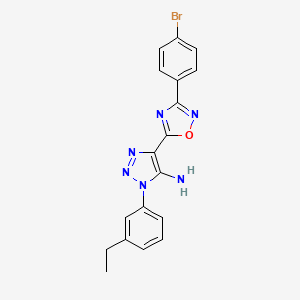 molecular formula C18H15BrN6O B2964306 4-[3-(4-溴苯基)-1,2,4-恶二唑-5-基]-1-(3-乙基苯基)-1H-1,2,3-三唑-5-胺 CAS No. 950393-11-0