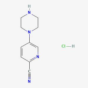 molecular formula C10H13ClN4 B2964314 5-(Piperazin-1-yl)picolinonitrile hydrochloride CAS No. 1174207-49-8