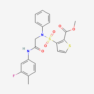 methyl 3-(N-(2-((3-fluoro-4-methylphenyl)amino)-2-oxoethyl)-N-phenylsulfamoyl)thiophene-2-carboxylate