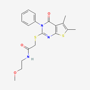 2-(5,6-dimethyl-4-oxo-3-phenylthieno[2,3-d]pyrimidin-2-yl)sulfanyl-N-(2-methoxyethyl)acetamide