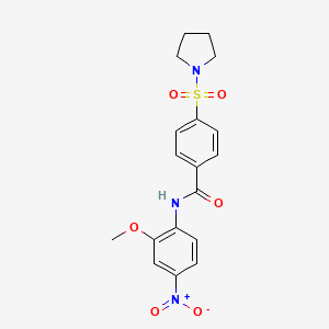 molecular formula C18H19N3O6S B2964325 N-(2-methoxy-4-nitrophenyl)-4-(pyrrolidin-1-ylsulfonyl)benzamide CAS No. 313404-75-0