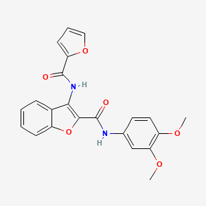 molecular formula C22H18N2O6 B2964327 N-(3,4-dimethoxyphenyl)-3-(furan-2-carboxamido)benzofuran-2-carboxamide CAS No. 888455-82-1
